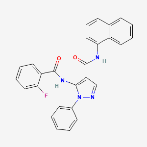 molecular formula C27H19FN4O2 B3588257 5-(2-FLUOROBENZAMIDO)-N-(NAPHTHALEN-1-YL)-1-PHENYL-1H-PYRAZOLE-4-CARBOXAMIDE 