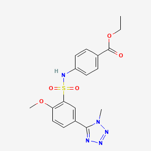 molecular formula C18H19N5O5S B3588298 ETHYL 4-[2-METHOXY-5-(1-METHYL-1H-1,2,3,4-TETRAZOL-5-YL)BENZENESULFONAMIDO]BENZOATE 