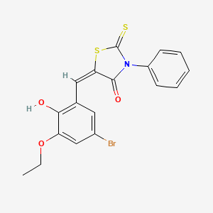 molecular formula C18H14BrNO3S2 B3588374 5-(5-bromo-3-ethoxy-2-hydroxybenzylidene)-3-phenyl-2-thioxo-1,3-thiazolidin-4-one 