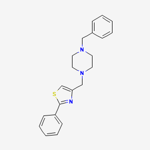 molecular formula C21H23N3S B3588379 1-benzyl-4-[(2-phenyl-1,3-thiazol-4-yl)methyl]piperazine 