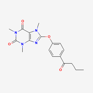 8-(4-BUTANOYLPHENOXY)-1,3,7-TRIMETHYL-2,3,6,7-TETRAHYDRO-1H-PURINE-2,6-DIONE