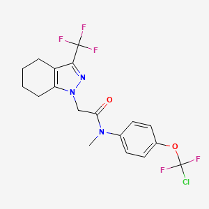 molecular formula C18H17ClF5N3O2 B3588396 N-[4-(CHLORODIFLUOROMETHOXY)PHENYL]-N-METHYL-2-[3-(TRIFLUOROMETHYL)-4,5,6,7-TETRAHYDRO-1H-INDAZOL-1-YL]ACETAMIDE 