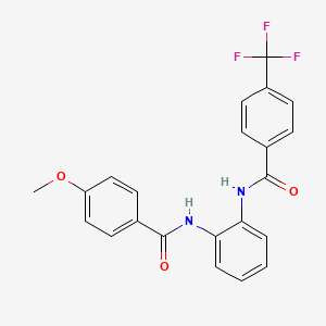 molecular formula C22H17F3N2O3 B3588398 N-[2-(4-METHOXYBENZAMIDO)PHENYL]-4-(TRIFLUOROMETHYL)BENZAMIDE 