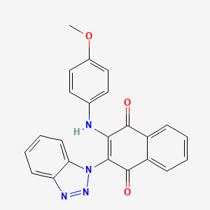 molecular formula C23H16N4O3 B3588407 2-(1H-1,2,3-BENZOTRIAZOL-1-YL)-3-[(4-METHOXYPHENYL)AMINO]-1,4-DIHYDRONAPHTHALENE-1,4-DIONE 