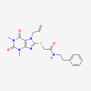 molecular formula C20H23N5O3S B3588413 2-{[1,3-dimethyl-2,6-dioxo-7-(prop-2-en-1-yl)-2,3,6,7-tetrahydro-1H-purin-8-yl]sulfanyl}-N-(2-phenylethyl)acetamide 