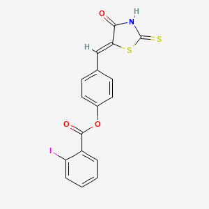 molecular formula C17H10INO3S2 B3588442 [4-[(Z)-(4-oxo-2-sulfanylidene-1,3-thiazolidin-5-ylidene)methyl]phenyl] 2-iodobenzoate 