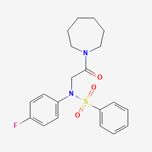 molecular formula C20H23FN2O3S B3588476 N-[2-(azepan-1-yl)-2-oxoethyl]-N-(4-fluorophenyl)benzenesulfonamide 