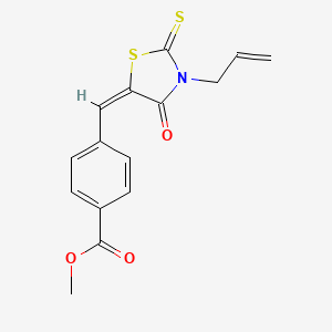 molecular formula C15H13NO3S2 B3588486 METHYL 4-{[(5E)-4-OXO-3-(PROP-2-EN-1-YL)-2-SULFANYLIDENE-1,3-THIAZOLIDIN-5-YLIDENE]METHYL}BENZOATE 