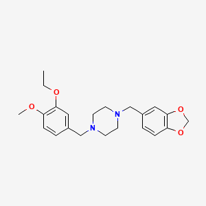 molecular formula C22H28N2O4 B3588489 1-(1,3-benzodioxol-5-ylmethyl)-4-(3-ethoxy-4-methoxybenzyl)piperazine 