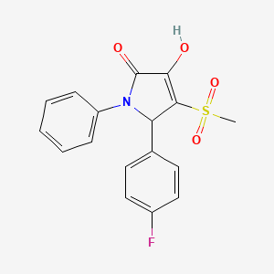 molecular formula C17H14FNO4S B3588519 2-(4-fluorophenyl)-4-hydroxy-3-methylsulfonyl-1-phenyl-2H-pyrrol-5-one 