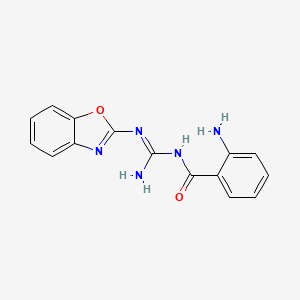 molecular formula C15H13N5O2 B3588521 2-amino-N-[(E)-N'-(1,3-benzoxazol-2-yl)carbamimidoyl]benzamide 