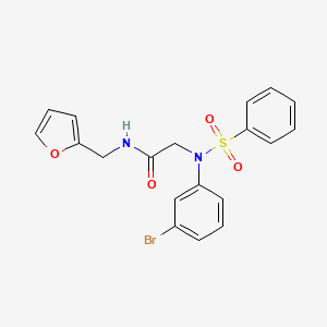 molecular formula C19H17BrN2O4S B3588580 N~2~-(3-bromophenyl)-N~1~-(2-furylmethyl)-N~2~-(phenylsulfonyl)glycinamide 