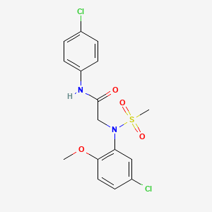 molecular formula C16H16Cl2N2O4S B3588581 2-(5-chloro-2-methoxy-N-methylsulfonylanilino)-N-(4-chlorophenyl)acetamide 