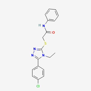 molecular formula C18H17ClN4OS B3588615 2-{[5-(4-chlorophenyl)-4-ethyl-4H-1,2,4-triazol-3-yl]thio}-N-phenylacetamide 