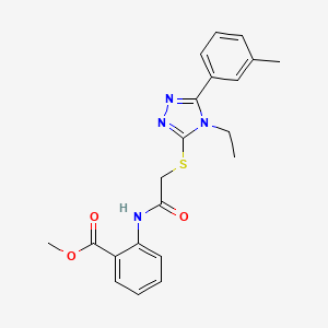 molecular formula C21H22N4O3S B3588616 methyl 2-[({[4-ethyl-5-(3-methylphenyl)-4H-1,2,4-triazol-3-yl]sulfanyl}acetyl)amino]benzoate 