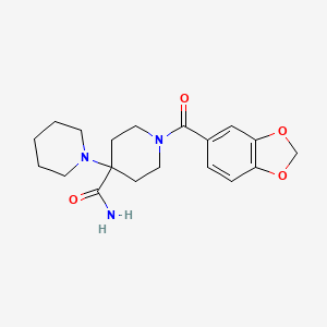 molecular formula C19H25N3O4 B3588692 1'-(2H-1,3-BENZODIOXOLE-5-CARBONYL)-[1,4'-BIPIPERIDINE]-4'-CARBOXAMIDE 