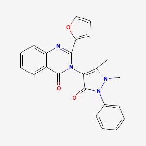 molecular formula C23H18N4O3 B3588713 3-(1,5-dimethyl-3-oxo-2-phenyl-2,3-dihydro-1H-pyrazol-4-yl)-2-(2-furyl)-4(3H)-quinazolinone 