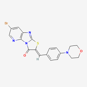 molecular formula C19H15BrN4O2S B3588740 (4Z)-10-bromo-4-[(4-morpholin-4-ylphenyl)methylidene]-5-thia-2,7,12-triazatricyclo[6.4.0.02,6]dodeca-1(8),6,9,11-tetraen-3-one 