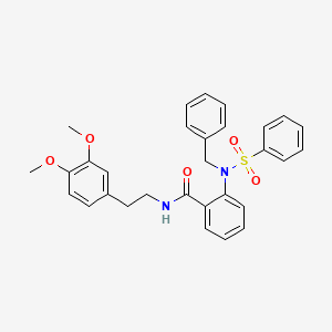 molecular formula C30H30N2O5S B3588799 2-[benzenesulfonyl(benzyl)amino]-N-[2-(3,4-dimethoxyphenyl)ethyl]benzamide 