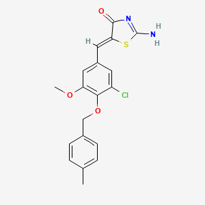 molecular formula C19H17ClN2O3S B3588824 5-((Z)-1-{3-CHLORO-5-METHOXY-4-[(4-METHYLBENZYL)OXY]PHENYL}METHYLIDENE)-2-IMINO-1,3-THIAZOLAN-4-ONE 