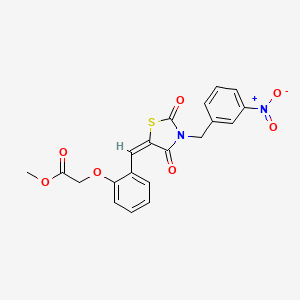 molecular formula C20H16N2O7S B3588834 methyl 2-[2-[(E)-[3-[(3-nitrophenyl)methyl]-2,4-dioxo-1,3-thiazolidin-5-ylidene]methyl]phenoxy]acetate 