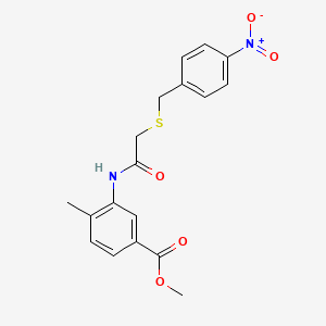 molecular formula C18H18N2O5S B3588876 methyl 4-methyl-3-({[(4-nitrobenzyl)thio]acetyl}amino)benzoate 