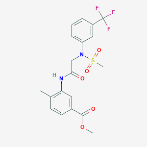 molecular formula C19H19F3N2O5S B3588886 methyl 4-methyl-3-[[2-[N-methylsulfonyl-3-(trifluoromethyl)anilino]acetyl]amino]benzoate 