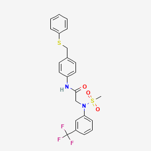 molecular formula C23H21F3N2O3S2 B3588904 N~2~-(methylsulfonyl)-N~1~-{4-[(phenylthio)methyl]phenyl}-N~2~-[3-(trifluoromethyl)phenyl]glycinamide 