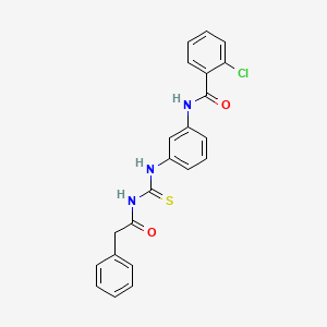 molecular formula C22H18ClN3O2S B3588924 2-chloro-N-[3-({[(phenylacetyl)amino]carbonothioyl}amino)phenyl]benzamide 