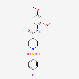 molecular formula C20H23FN2O5S B3588948 N-(2,4-Dimethoxyphenyl)-1-(4-fluorobenzenesulfonyl)piperidine-4-carboxamide 