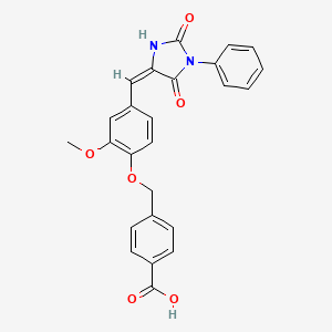 molecular formula C25H20N2O6 B3588970 4-({4-[(E)-(2,5-dioxo-1-phenylimidazolidin-4-ylidene)methyl]-2-methoxyphenoxy}methyl)benzoic acid 