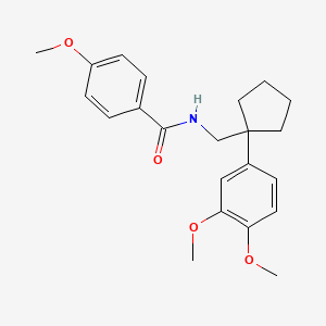 molecular formula C22H27NO4 B3589080 N-{[1-(3,4-dimethoxyphenyl)cyclopentyl]methyl}-4-methoxybenzamide 