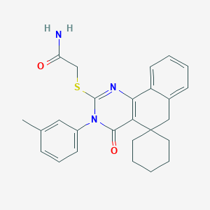 2-{[3-(3-methylphenyl)-4-oxo-4,6-dihydro-3H-spiro[benzo[h]quinazoline-5,1'-cyclohexan]-2-yl]thio}acetamide