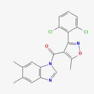 molecular formula C20H15Cl2N3O2 B3589113 [3-(2,6-DICHLOROPHENYL)-5-METHYL-4-ISOXAZOLYL](5,6-DIMETHYL-1H-1,3-BENZIMIDAZOL-1-YL)METHANONE 