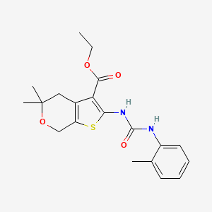 ETHYL 5,5-DIMETHYL-2-{[(2-METHYLPHENYL)CARBAMOYL]AMINO}-4H,5H,7H-THIENO[2,3-C]PYRAN-3-CARBOXYLATE