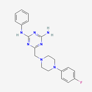 molecular formula C20H22FN7 B3589293 6-{[4-(4-fluorophenyl)piperazin-1-yl]methyl}-N-phenyl-1,3,5-triazine-2,4-diamine 