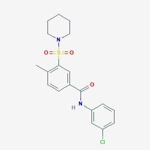 molecular formula C19H21ClN2O3S B3589379 N-(3-CHLOROPHENYL)-4-METHYL-3-(PIPERIDINE-1-SULFONYL)BENZAMIDE 