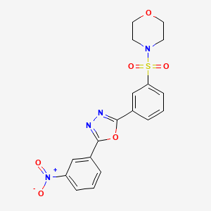 molecular formula C18H16N4O6S B3589401 4-[3-[5-(3-nitrophenyl)-1,3,4-oxadiazol-2-yl]phenyl]sulfonylmorpholine 