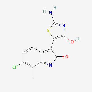 molecular formula C12H8ClN3O2S B3589579 6-CHLORO-3-[(5Z)-2-IMINO-4-OXO-1,3-THIAZOLIDIN-5-YLIDENE]-7-METHYL-2,3-DIHYDRO-1H-INDOL-2-ONE 