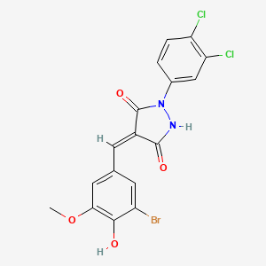 (4E)-4-(3-bromo-4-hydroxy-5-methoxybenzylidene)-1-(3,4-dichlorophenyl)pyrazolidine-3,5-dione