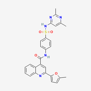 molecular formula C27H23N5O4S B3589673 N-(4-{[(2,6-dimethyl-4-pyrimidinyl)amino]sulfonyl}phenyl)-2-(5-methyl-2-furyl)-4-quinolinecarboxamide 