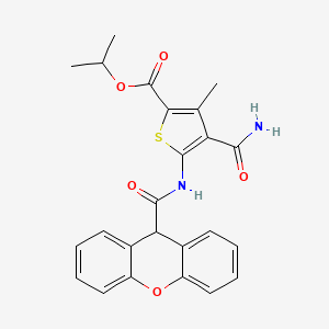 propan-2-yl 4-carbamoyl-3-methyl-5-(9H-xanthene-9-amido)thiophene-2-carboxylate