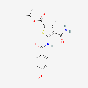 molecular formula C18H20N2O5S B3589803 isopropyl 4-(aminocarbonyl)-5-[(4-methoxybenzoyl)amino]-3-methyl-2-thiophenecarboxylate 