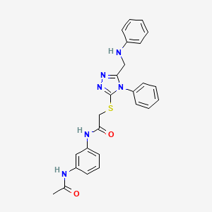 molecular formula C25H24N6O2S B3589816 N-[3-(acetylamino)phenyl]-2-{[5-(anilinomethyl)-4-phenyl-4H-1,2,4-triazol-3-yl]sulfanyl}acetamide 