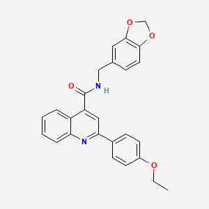 molecular formula C26H22N2O4 B3589830 N-[(2H-1,3-BENZODIOXOL-5-YL)METHYL]-2-(4-ETHOXYPHENYL)QUINOLINE-4-CARBOXAMIDE 