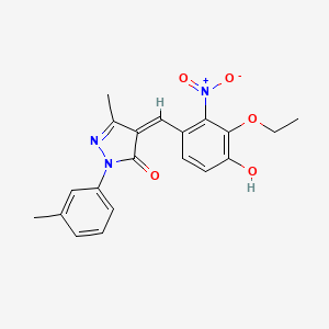 (4Z)-4-[(3-ethoxy-4-hydroxy-2-nitrophenyl)methylidene]-5-methyl-2-(3-methylphenyl)pyrazol-3-one