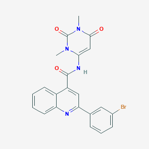 molecular formula C22H17BrN4O3 B3589850 2-(3-bromophenyl)-N-(1,3-dimethyl-2,6-dioxo-1,2,3,6-tetrahydro-4-pyrimidinyl)-4-quinolinecarboxamide 