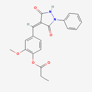 molecular formula C20H18N2O5 B3589852 4-[(3,5-dioxo-1-phenyl-4-pyrazolidinylidene)methyl]-2-methoxyphenyl propionate 