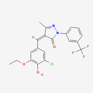 molecular formula C20H16ClF3N2O3 B3589863 4-(3-chloro-5-ethoxy-4-hydroxybenzylidene)-5-methyl-2-[3-(trifluoromethyl)phenyl]-2,4-dihydro-3H-pyrazol-3-one 