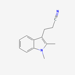 molecular formula C13H14N2 B3589909 3-(1,2-dimethyl-1H-indol-3-yl)propanenitrile 